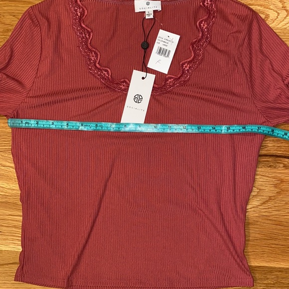 NWT Socialite Long Sleeve Scoop Neck Crop Top in Mauve - Picture 6 of 7